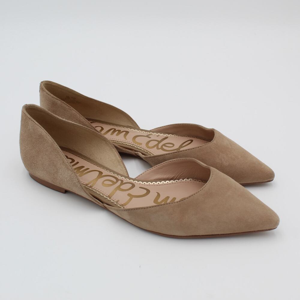 Sam Edelman Flats Womens 10 Pointed Toe D'Orsay Tan Suede Minimalist Neutral